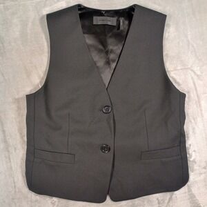 Helmut Lang Tuxedo Vest Mens 6 Black Virgin Wool Blend Cut Out Back Waistcoat